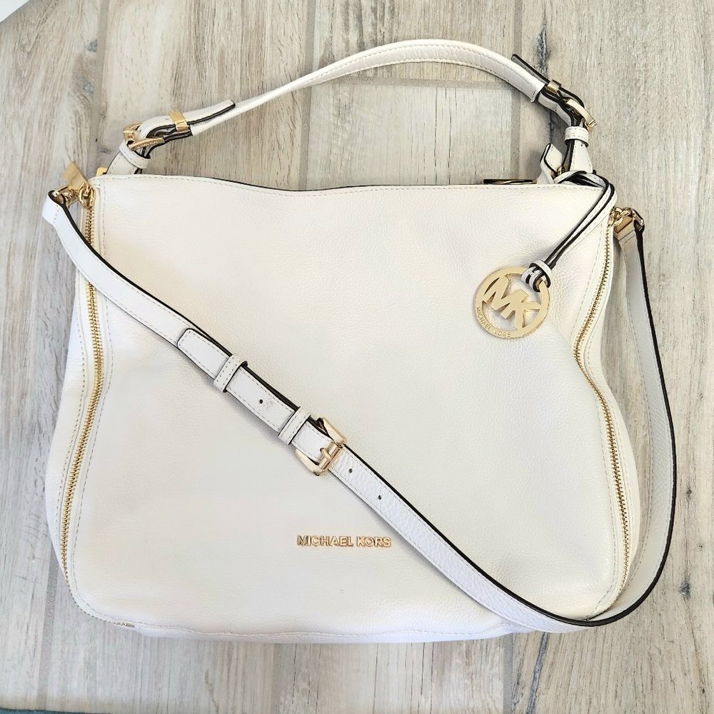 Michael Kors Luxury Leather Satchel. - Soft White